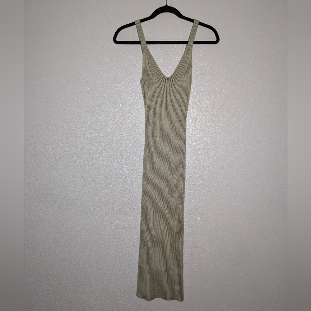 Kookai Womens Tan Ribbed Knit Sleeveless Minimalist Bodycon Maxi Dress 0 XS